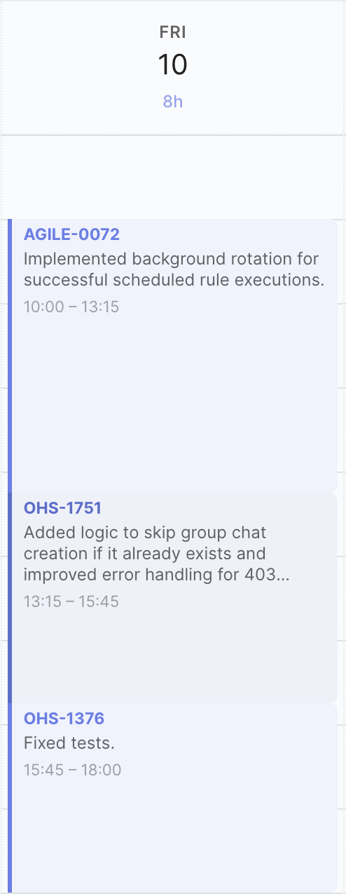 AI smart grouping consolidates related commits into meaningful timesheet stages