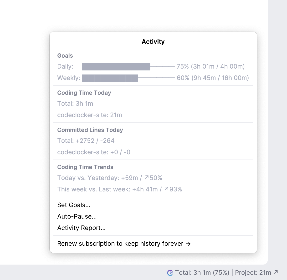 CodeClocker Activity Dashboard