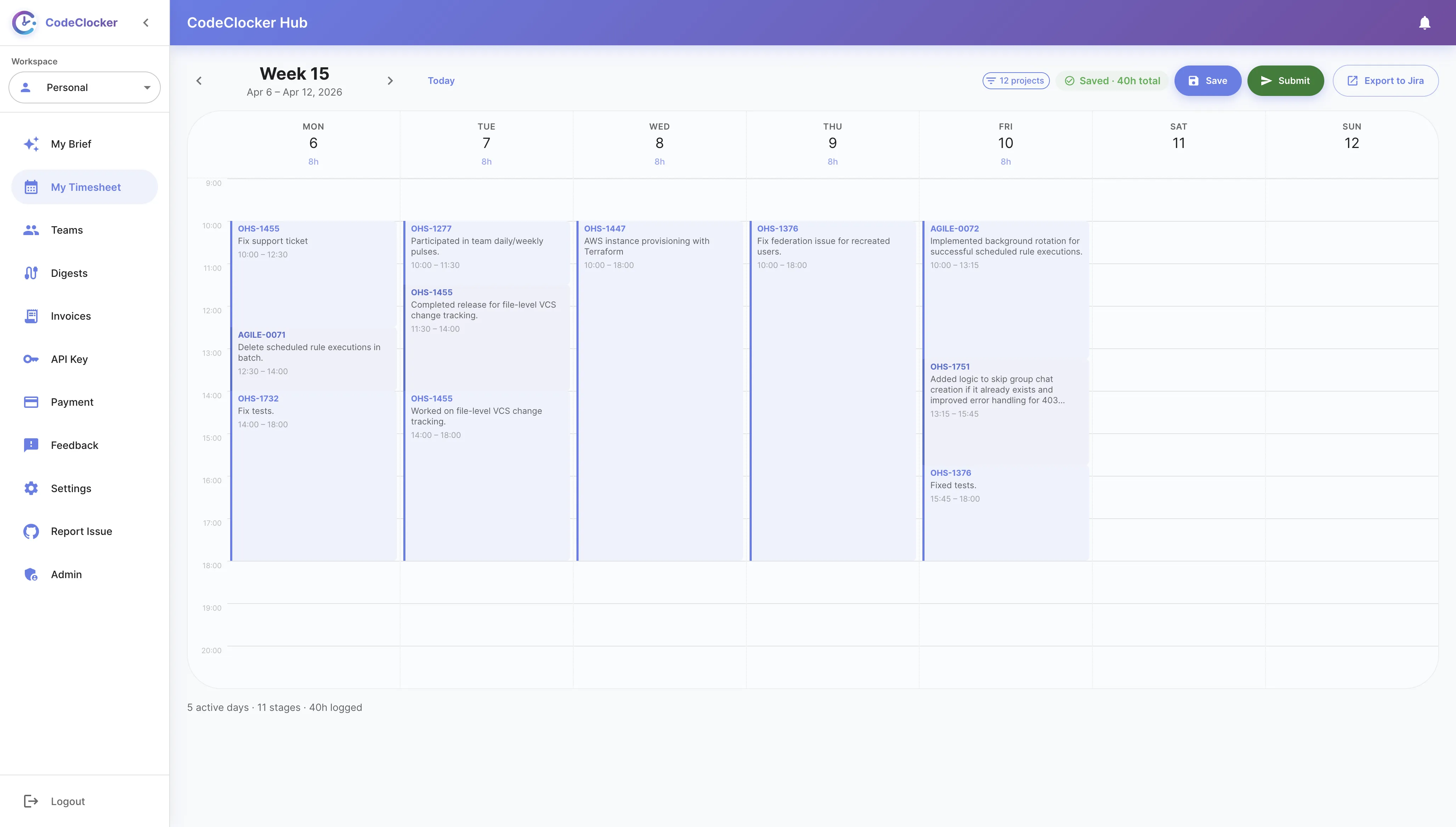 CodeClocker Dashboard — WakaTime Alternative